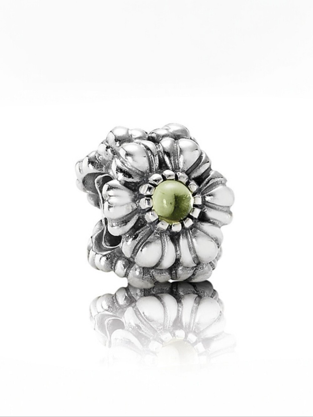 PANDORA Sterling Silver August Birthday Blooms Bead Charm With Peridot Retired